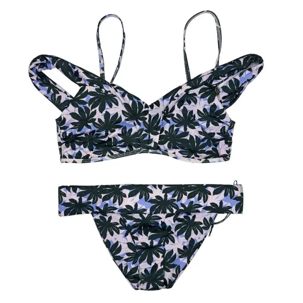 NEW Alexandra Miro Bikini Lola Top Tanga Bottom Palm Pink Blue Small - Picture 6 of 11